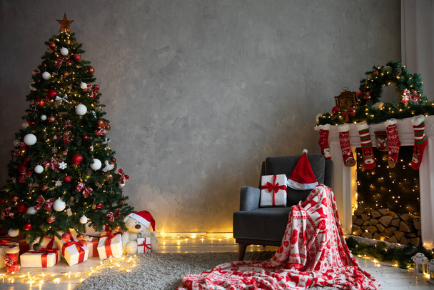 Interior Inicio Árbol de Navidad Luces Guirnaldas Año Nuevo - Foto, imagen
