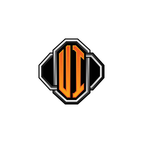 Начальная монограмма логотипа UI с играющей винтажной формой и стилем роуд-муви на изолированном заднем плане, винтажный логотип монограммы, винтажное ретро-письмо - Вектор,изображение