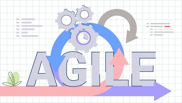 Agile ontwikkeling beslissingen methodologie business concept Agile levenscyclus voor software ontwikkeling diagram Effectief teamwerk voor project sprint Adaptieve programmering en procesbeheer strategie - Vector, afbeelding