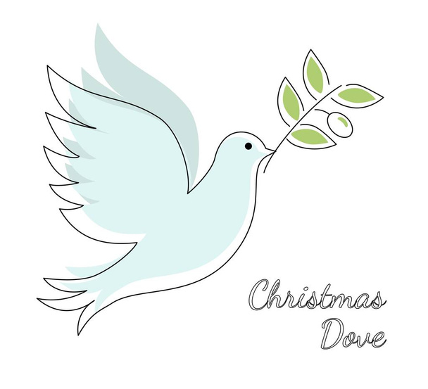 Christmas Dove Pigeone juhlava värit Hyvää joulua ja onnellista uutta vuotta folk art web banneri lintu kuvitus Rauha Dove haara. Hyvää joulua ja talvilomaa onnittelukortin suunnittelu - Vektori, kuva
