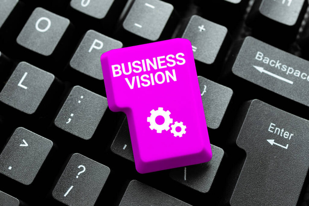 Käsitteellinen näyttö Business Vision. Käsitteellinen valokuva kasvattaa liiketoimintaa tulevaisuudessa tavoitteidesi perusteella Uusien ohjelmointikoodien syöttäminen, Emotionaalisten novellien kirjoittaminen - Valokuva, kuva