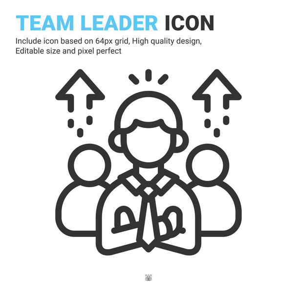 Team leader icon vector with outline style isolated on white background. Vector illustration leadership sign symbol icon concept for business, finance, industry, company, apps, web and project - Vector, Image