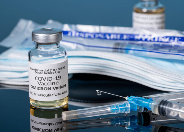 Detailní záběr lahvičky nové vakcíny Covid-19 pro přípravek Omicron - Fotografie, Obrázek