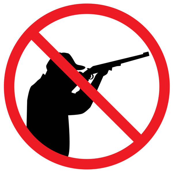 Stop-Jagd-Schild auf weißem Hintergrund. Keine Jagd verbotenes Symbol. flacher Stil. - Vektor, Bild