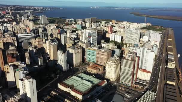 Downtown Porto Alegre Brazil. Rio Grande do Sul state. Cityscape of tourism landmark of city. Historic centre. - Footage, Video