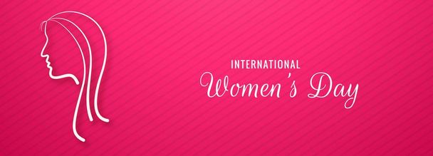 Ευτυχισμένη Ημέρα της Γυναίκας γυναίκες αντιμετωπίζουν ευχετήρια κάρτα banner σχεδιασμό - Διάνυσμα, εικόνα