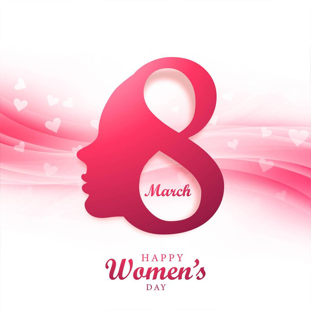 Face of lady in Happy Women's Day concept card background - Vector, Image