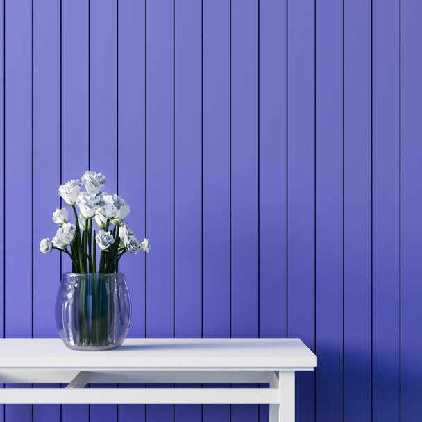 Fialová Modrá stěna barevný interiér 2022 - 3D vykreslování - Fotografie, Obrázek