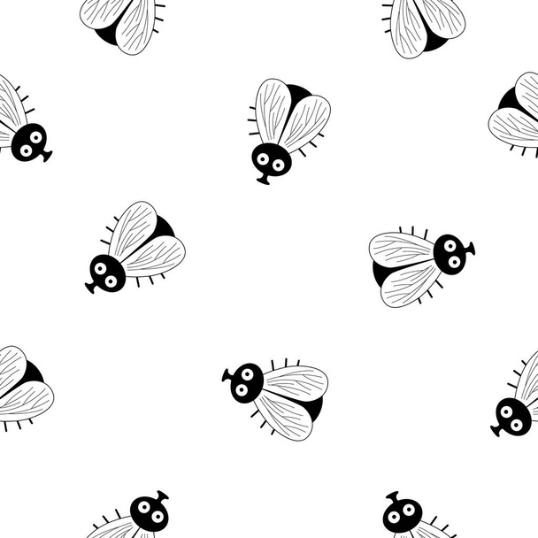 fly insect seamless pattern background sketch engraving vector illustration. - Vektor, obrázek