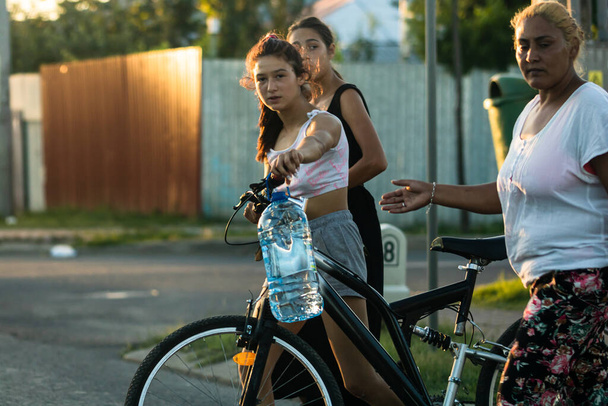 Riding a bike. Commuters on bike in Bucharest, Romania, 2021 - Fotoğraf, Görsel