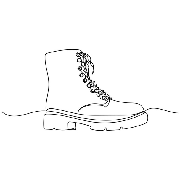 Vector abstracto continuo una sola línea simple dibujo icono de zapatos de arranque en boceto de silueta. - Vector, imagen