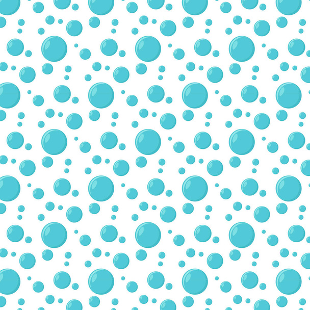 Bubbles vector seamless pattern in flat design . Blue white color soap texture. Fizzy water background, abstract - Vector, Image