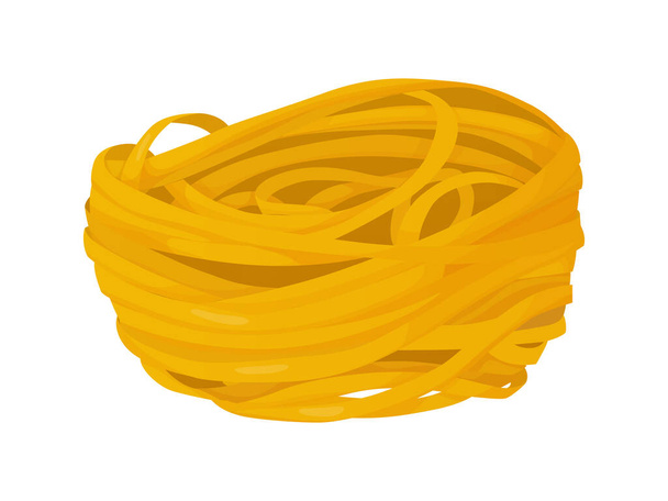 Spaghetti met cartoon pasta. Italiaanse keuken. Fettuccini pasta illustratie van lange pasta. - Vector, afbeelding