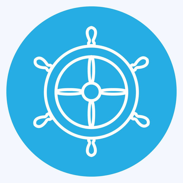 Icon Ship Wheel - Blue Eyes Style - Einfache Illustration, editierbarer Strich, Design Template Vektor, Gut für Drucke, Poster, Anzeigen, Ankündigungen, Infografiken, etc. - Vektor, Bild