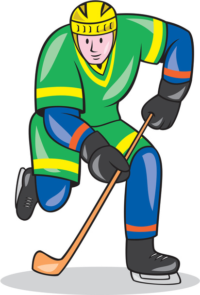 Joueur de hockey sur glace avec bande dessinée bâton
 - Vecteur, image