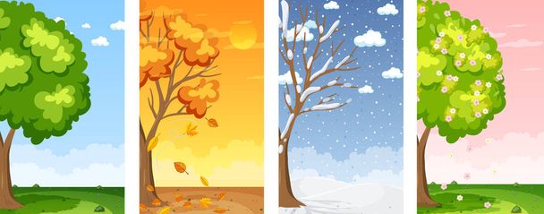 四季の背景イラストのセット - ベクター画像