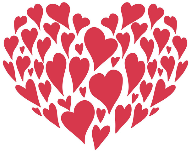 Форма сердца, сделанная из иллюстраций маленьких сердец - Вектор,изображение
