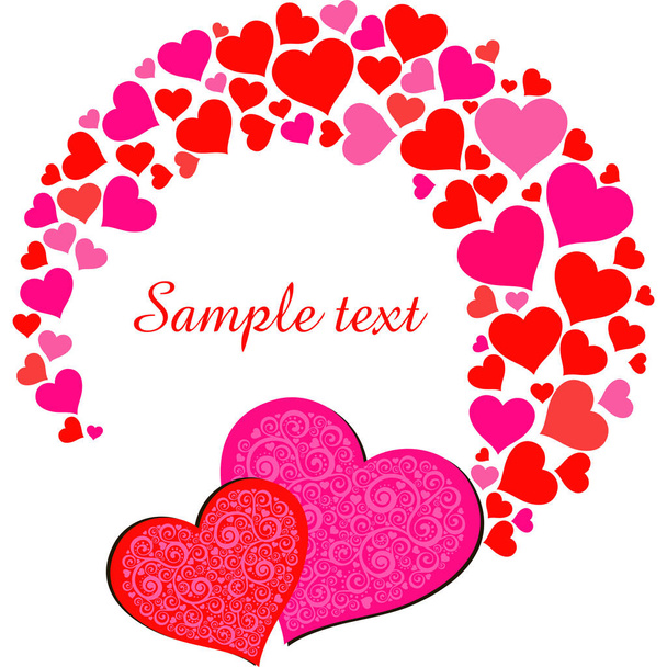 Valentine's day card with two hearts. Celebration background with heart and place for your text. Vector Illustration - Vecteur, image