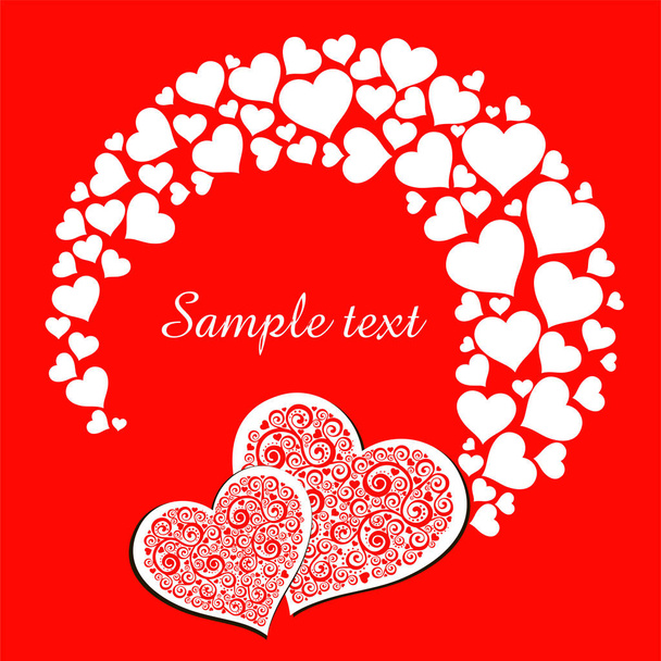 Valentine's day card with two hearts. Celebration background with heart and place for your text. Vector Illustration - ベクター画像