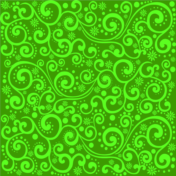 Seamless green floral pattern with leaves. Illustration - Vector, imagen