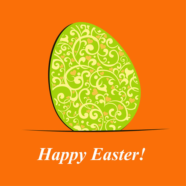 Happy Easter Card. Easter egg with floral elements. Vector Illustration - Wektor, obraz