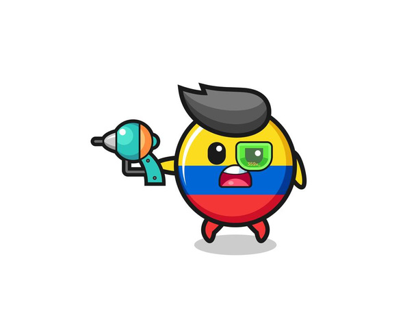 cute colombia flag holding a future gun , cute design - Vector, Image