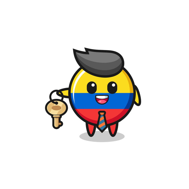 cute colombia flag as a real estate agent mascot , cute design - Vector, Image