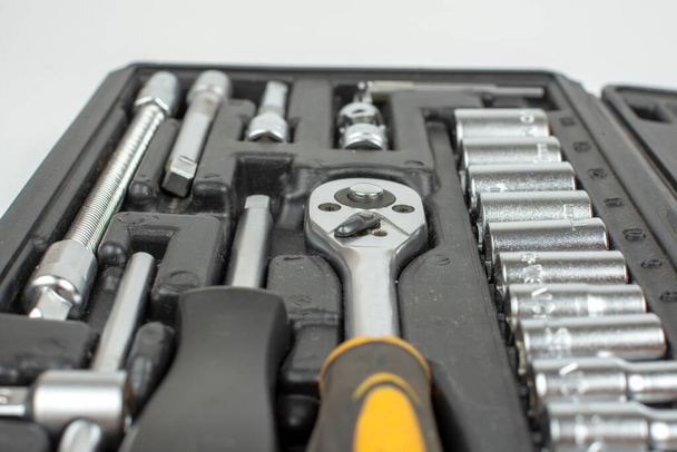 a set of special tools in a special box. blur background - Photo, Image