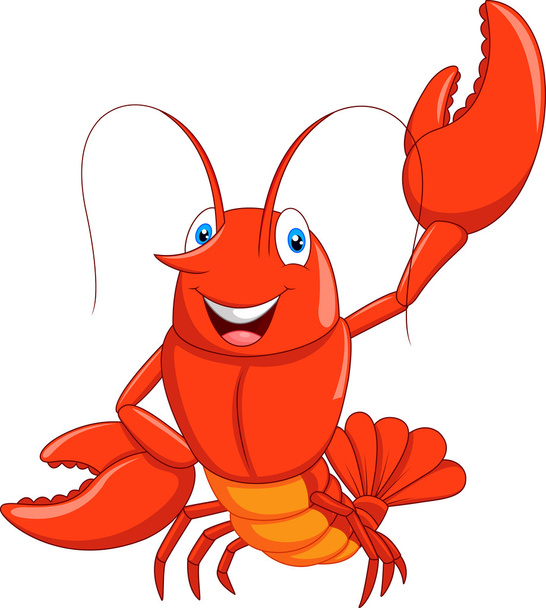 Cartoon lobster waving - Vector, Image