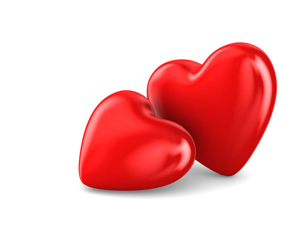 Two hearts on white background. Isolated 3D illustration - Photo, Image