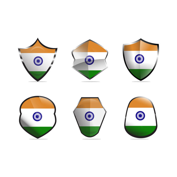 Indian Shield set vector art illustration - Διάνυσμα, εικόνα
