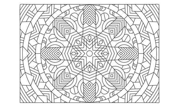 Landscape coloring pages for adults. Coloring-#333 Coloring Page of octagonal mandala extended with tribal pattern on the background. EPS8 file. - Vector, Image