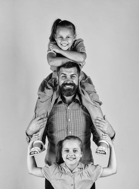 happy dad with two daughters, family - Valokuva, kuva