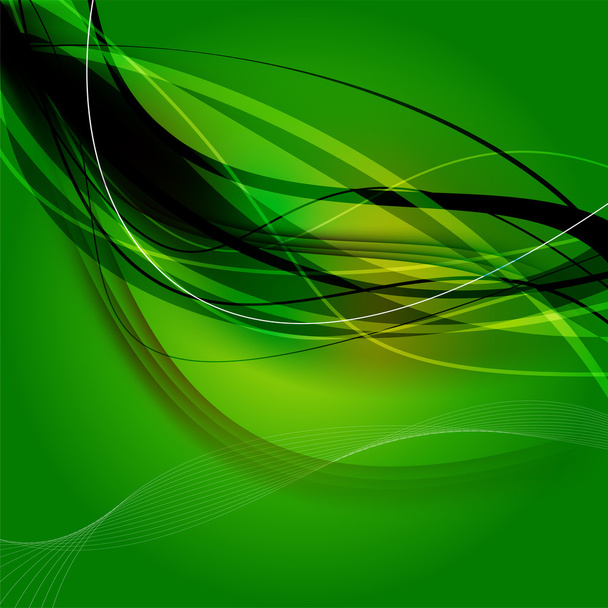 緑の抽象的な波背景 - ベクター画像