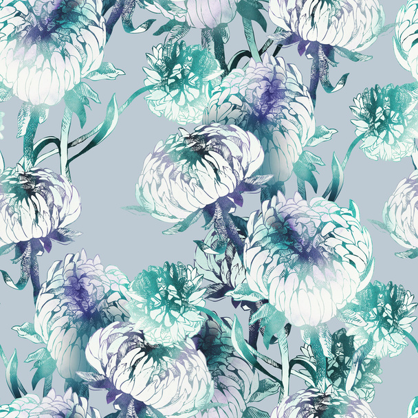Aster Flower Seamless Pattern - Zdjęcie, obraz