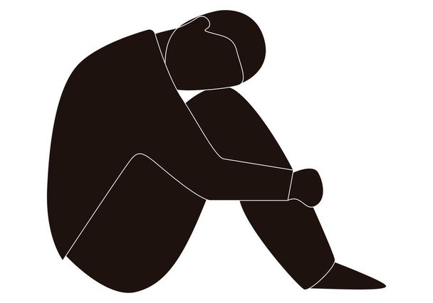 Depressed person black icon on white background. - Vector, Image