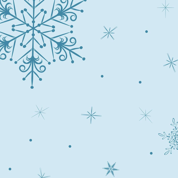 abstract drawing of a snowflake on a blue background, an empty template for a social network post, a mock-up of a Christmas greeting card, a background image, a festive New Years illustration - Foto, afbeelding