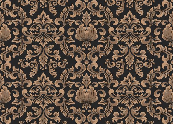 Damask seamless pattern element. Vector floral damask ornament vintage illustration. - Wektor, obraz