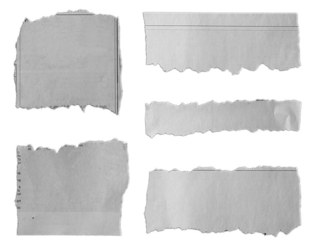 Cinco pedazos de papel desgarrado sobre fondo liso  - Foto, Imagen