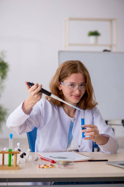 Young female chemist working at the lab - Fotoğraf, Görsel