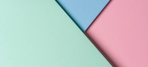 Astratto creativo geometrico pastello rosa, verde chiaro e blu sfondo di carta con spazio copia - Foto, immagini