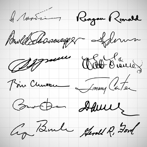 Conjunto de diferentes firmas sobre fondo blanco
 - Foto, Imagen