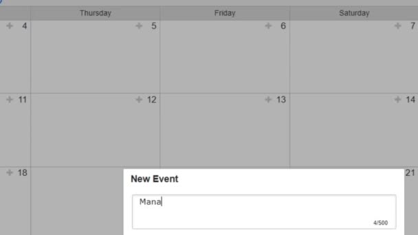 Creating a Scheduled Calendar Reminder of Manager Request in To Do List. Create Boss Supervisor Ask Due Date Schedule Prompt in Personal Organizer Datebook. Digital Display View of Typing Entry in Diary. - Footage, Video