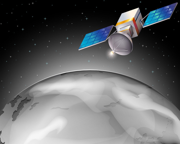 Спутник в открытом космосе
 - Вектор,изображение