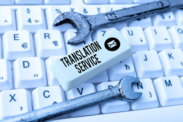 Conceptual display Translation Service. Business overview the Equivalent Target Language from the Mother Tongue Abstract Typing New Antivirus Program, Typing Internet Virus Lists - Photo, Image
