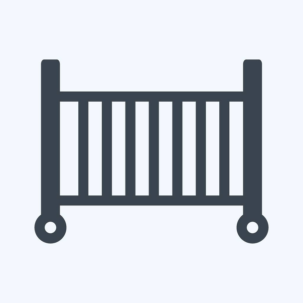 Icon Baby Cot - Estilo Glyph - ilustração simples, vetor de modelo de design, Bom para impressões, cartazes, anúncios, anúncios, gráficos de informações, etc. - Vetor, Imagem