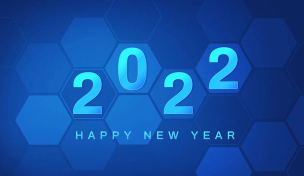 Happy New Year 2022 Digital technology blue background. Abstract futuristic. Vector illustration - Vector, Image