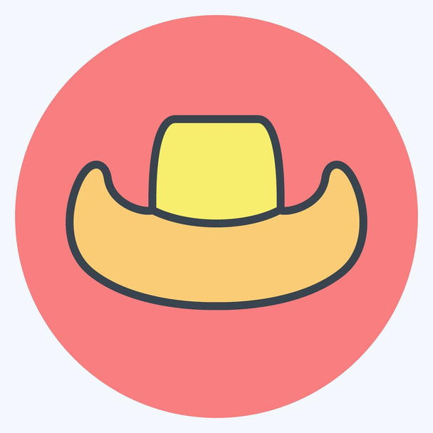 Icono sombrero de vaquero - Color Mate Style - Ilustración simple, Bueno para impresiones, Anuncios, etc. - Vector, Imagen