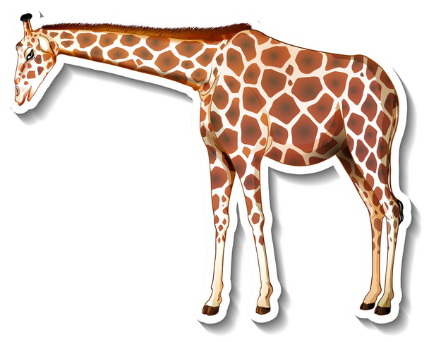 Giraffe animal cartoon sticker illustration - ベクター画像