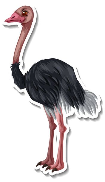 Ostrich bird animal cartoon sticker illustration - ベクター画像